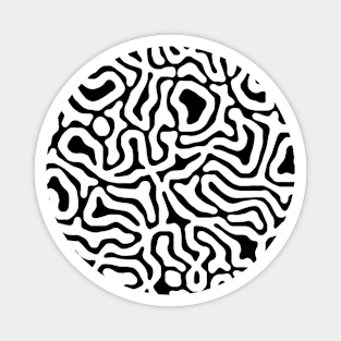 Black and White Abstract Liquid Lines Pattern Magnet